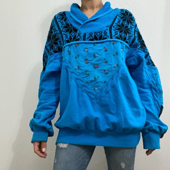 Old America Men’s S Cableknit Floral Embroidered V Neck Collar Pullover Sweater - Picture 1 of 8